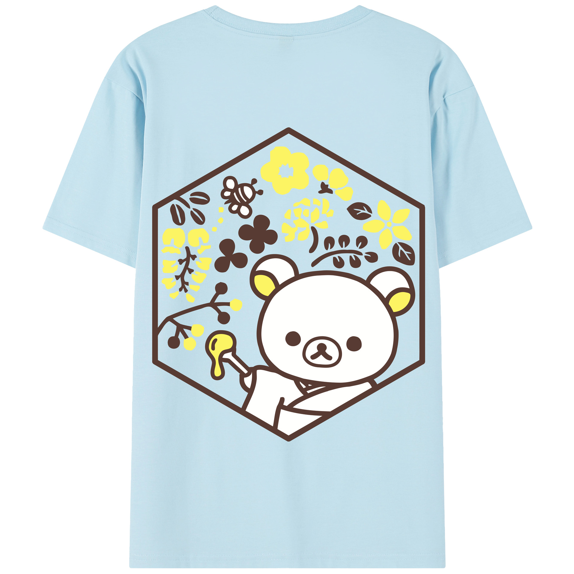 （画像用） リラックマ リラックマ キイロイトリ Rilakkuma Korilakkuma Kiiroitori 綿100％半袖Tシャツ（背面プリント）
